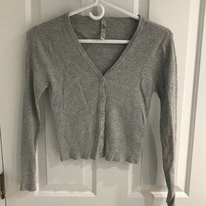 Bluesteel Basics Ribbed Cropped Cardigan Sweater P